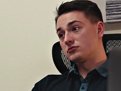 Gay masturbates and anally fucks a colleague in the office