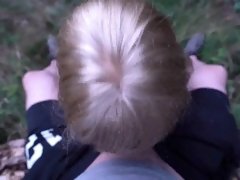 Cock hungry slut gives POV blowjob and gets drilled outdoors