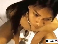 Young hung ladyboy teen blowjob before anal doggystyle