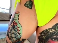 Tattooed beauty gets her wet pussy filled with cock in POV